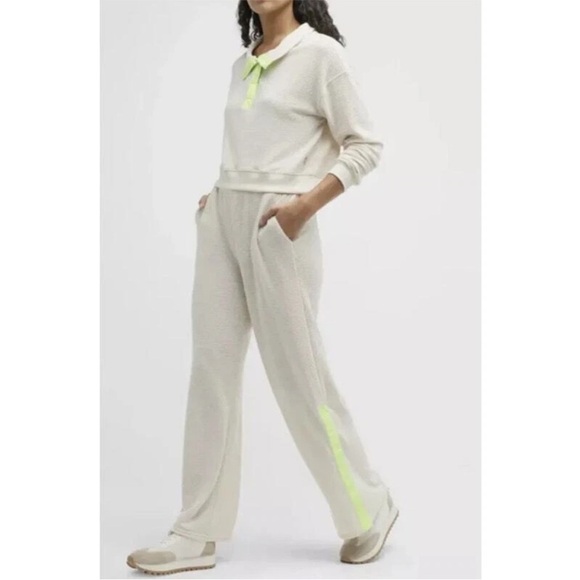 Free People Movement Women Snow Day Thermal Wide Leg Neon Ivory Pants Size M - Picture 1 of 14